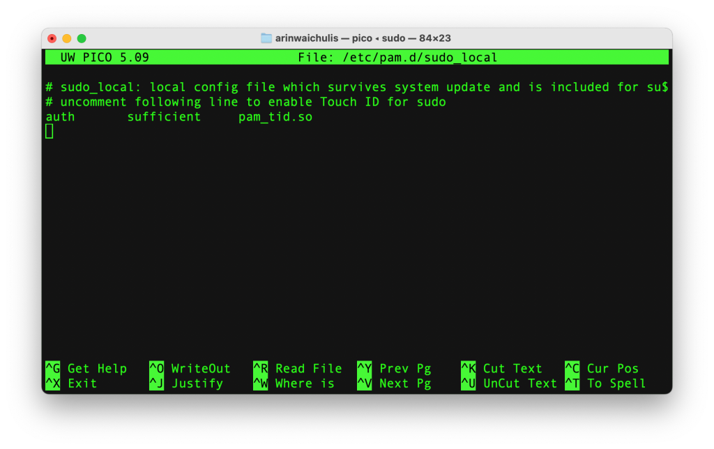 touch id mac sudo authentication terminal
