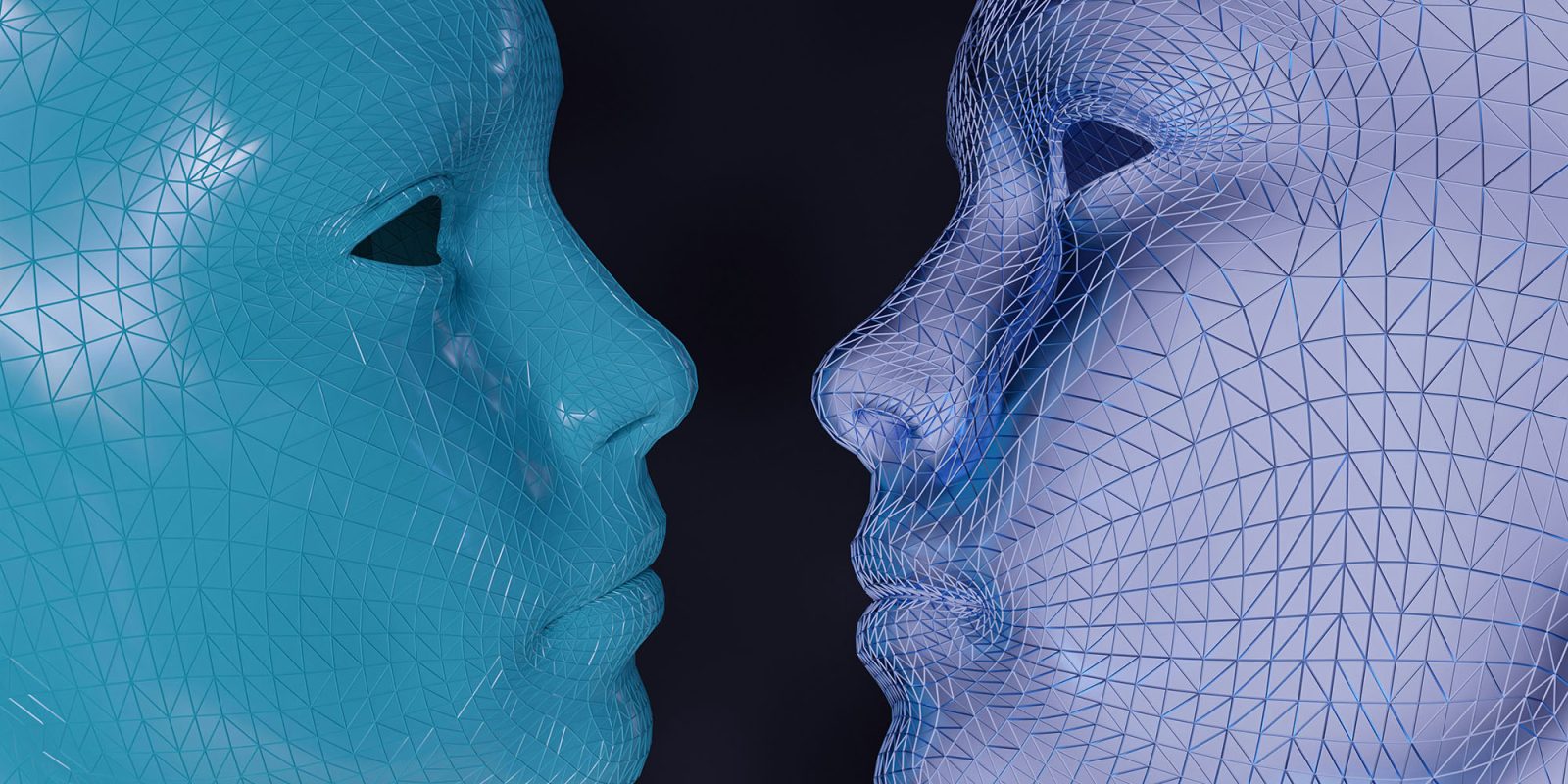 Should Apple let us choose our own AI chatbot to replace Siri? | Two wireframe faces in different colors