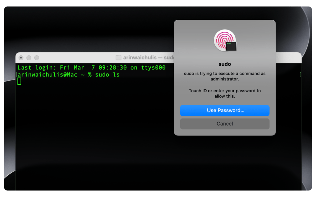 touch id mac terminal authentication