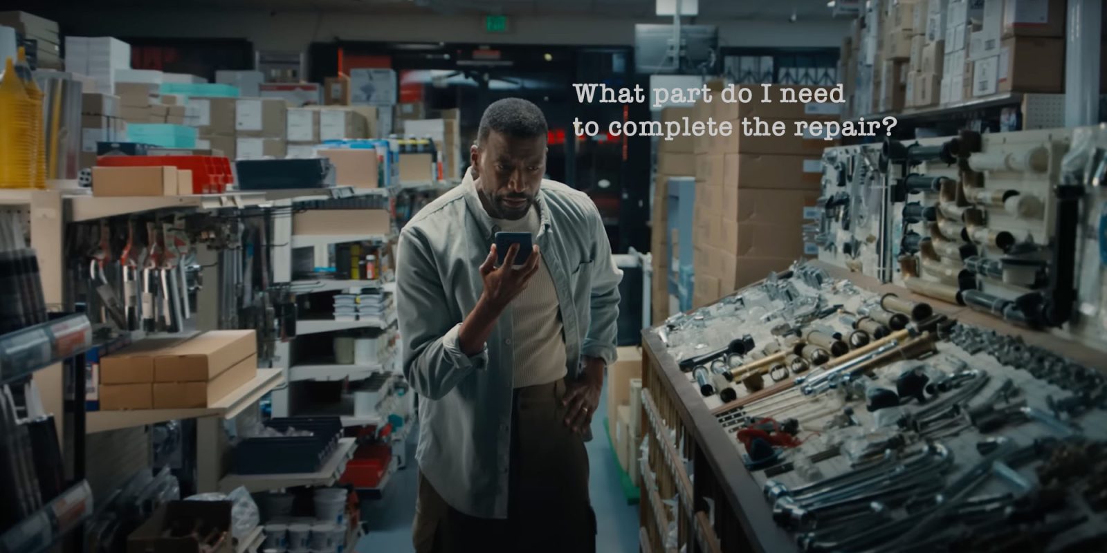 It's not just Apple Intelligence: Alexa+ also launching without most features | Man in hardware store asking Alexa+ which part he needs for a repair