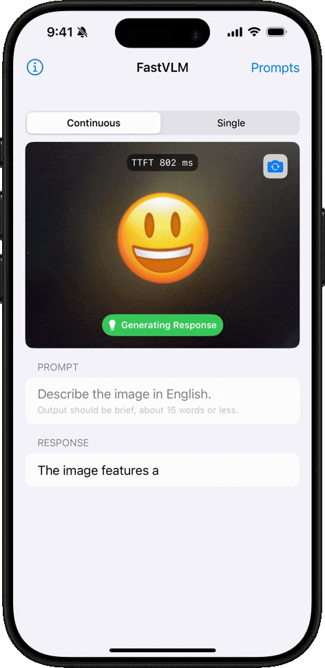 FastVLM correctly identifies emoji being displayed on screen.