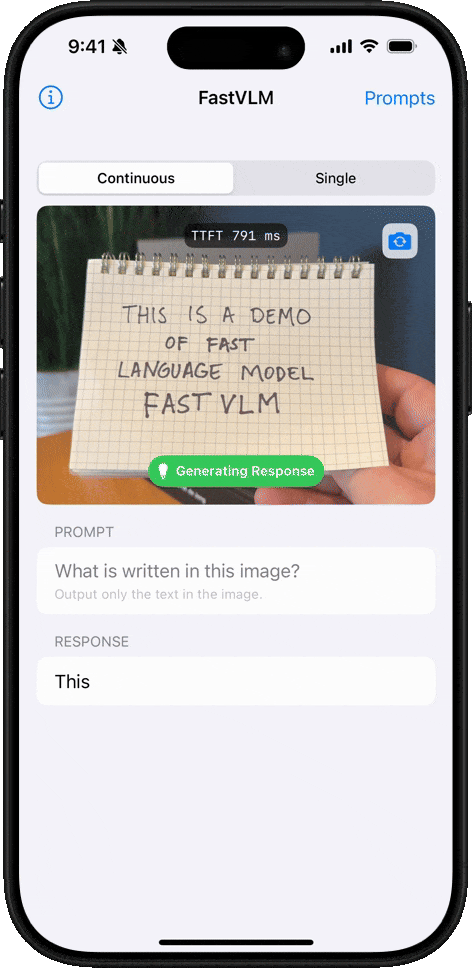 FastVLM correctly identifies handwritten text.