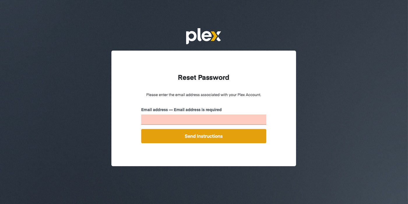 Another Plex data breach sees company urge users to change their password | A screen grab of the password reset page