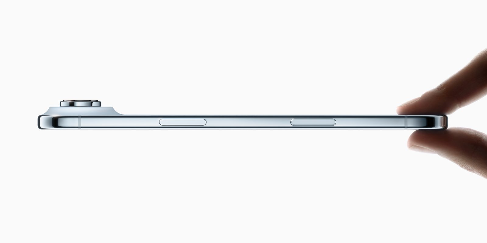 iPhone Air battery life tests | Apple promo image of the side view of the device