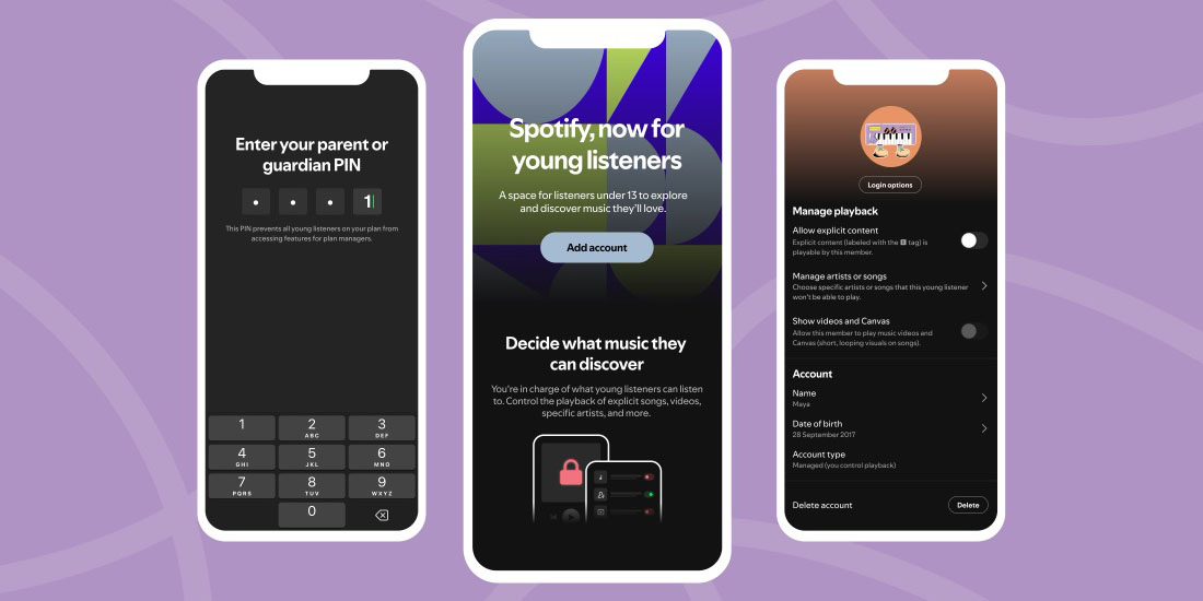Spotify managed accounts are coming to protect parents from their kids (screengrabs shown)