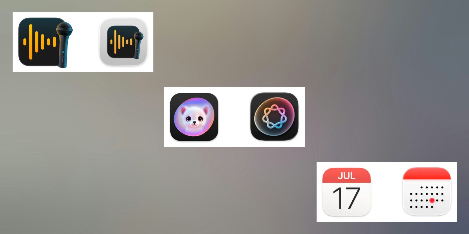 Are the MacOS 26 Tahoe icons 'terrible' and 'objectively bad' | Three examples shown on a bland gray background