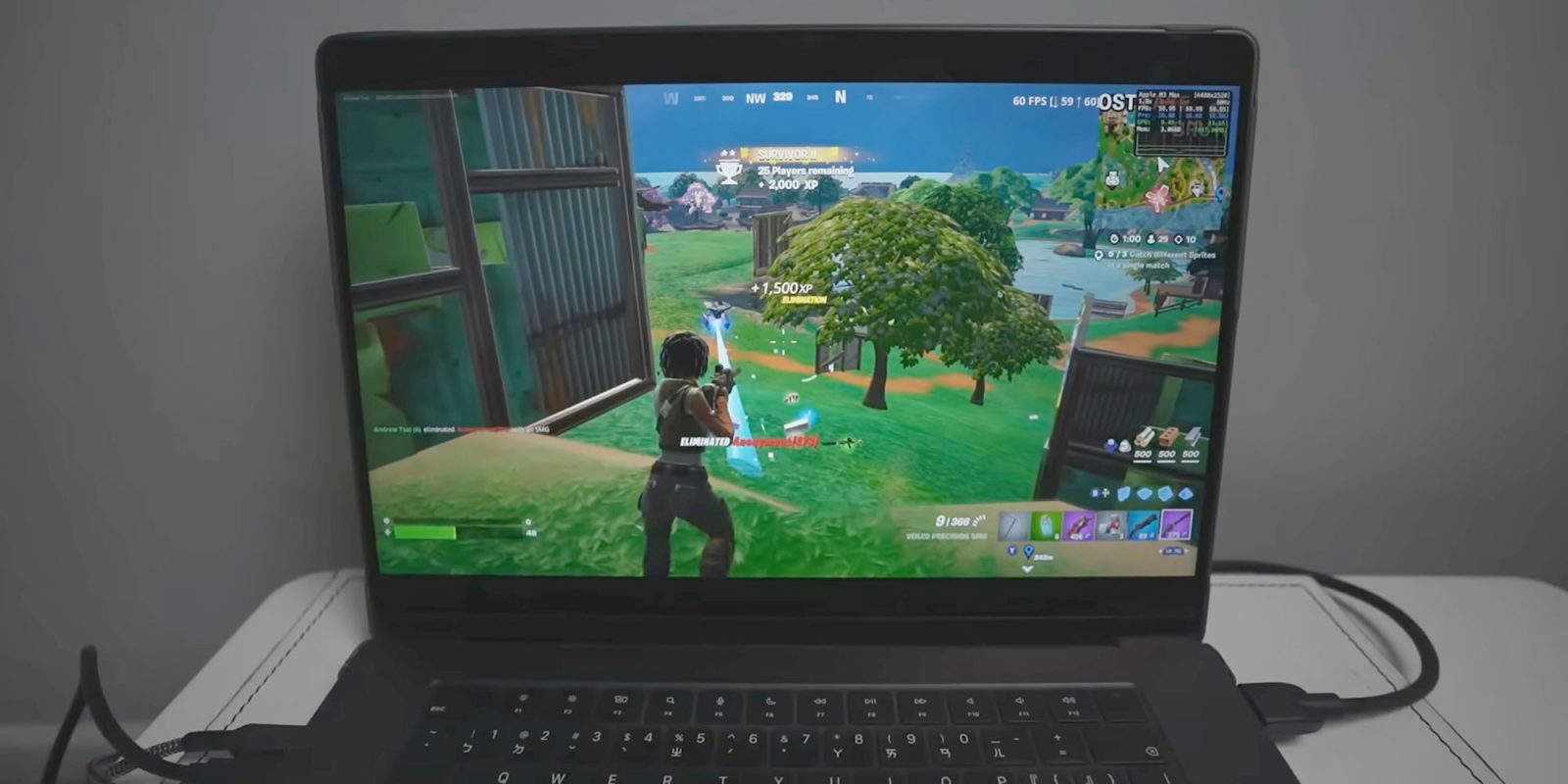 This is how you can play the real native Fortnite on an Apple Silicon Mac (photo shows the game play on an M3 MacBook Pro)