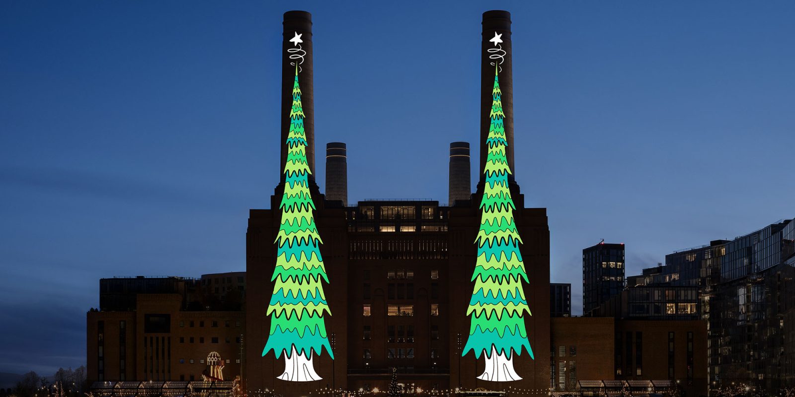 Your Tree on Battersea | Photo shows David Hockney's Bigger Christmas Trees in 2023