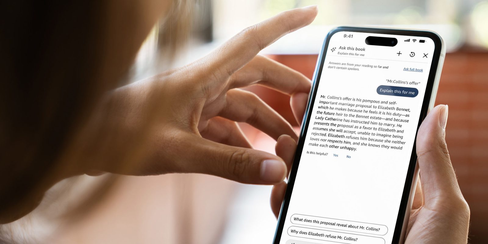 Kindle Ask this Book feature (shown) launches in iOS app