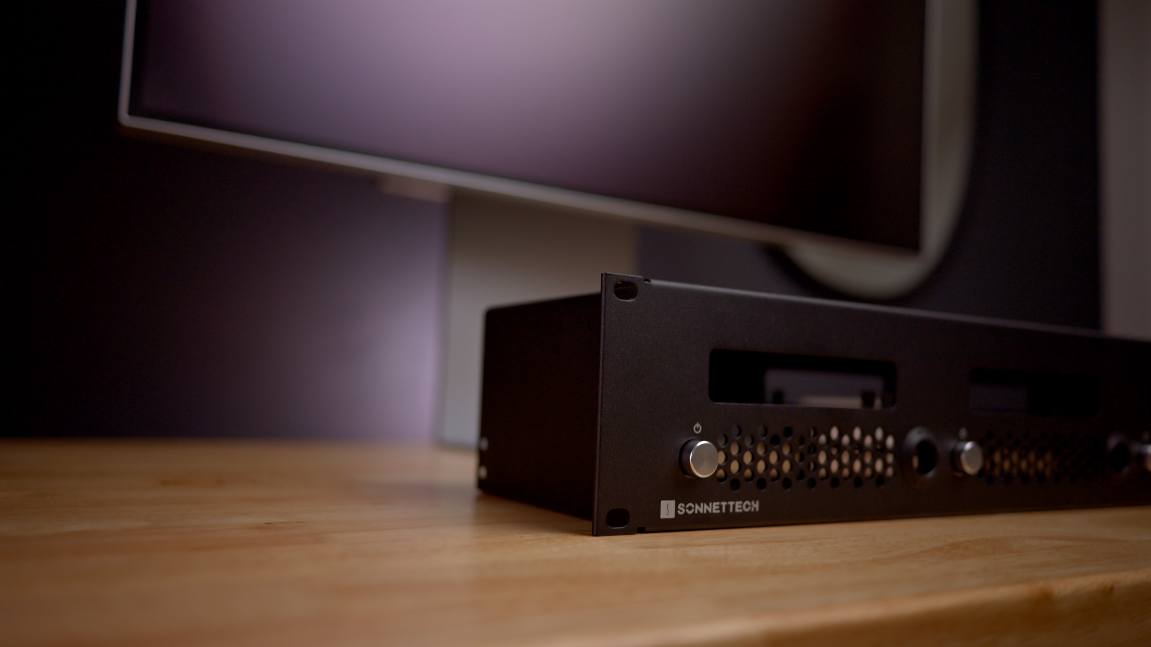 Sonnet RackMac mini enclosure on desktop