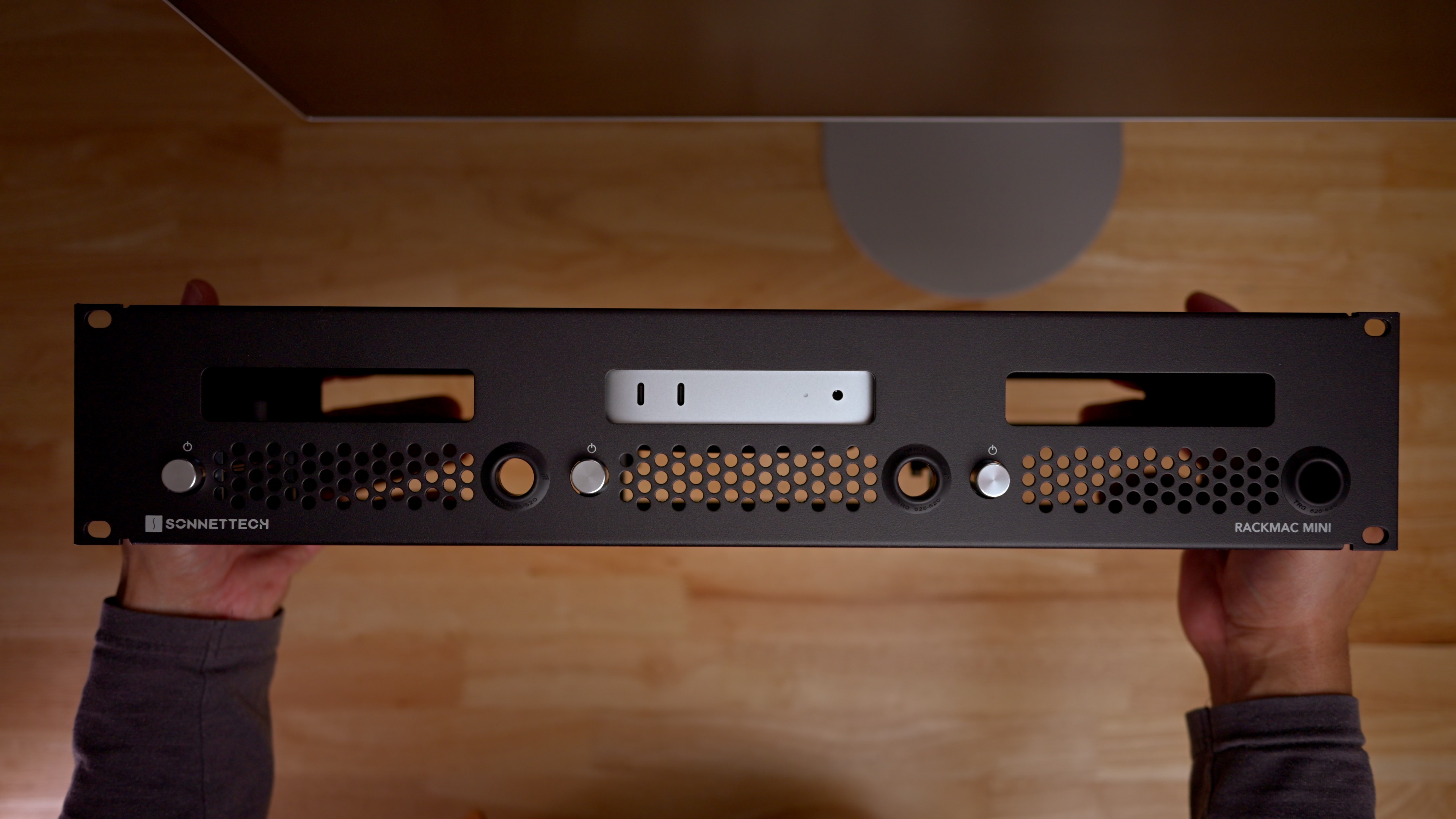 Sonnet RackMac mini enclosure in hand
