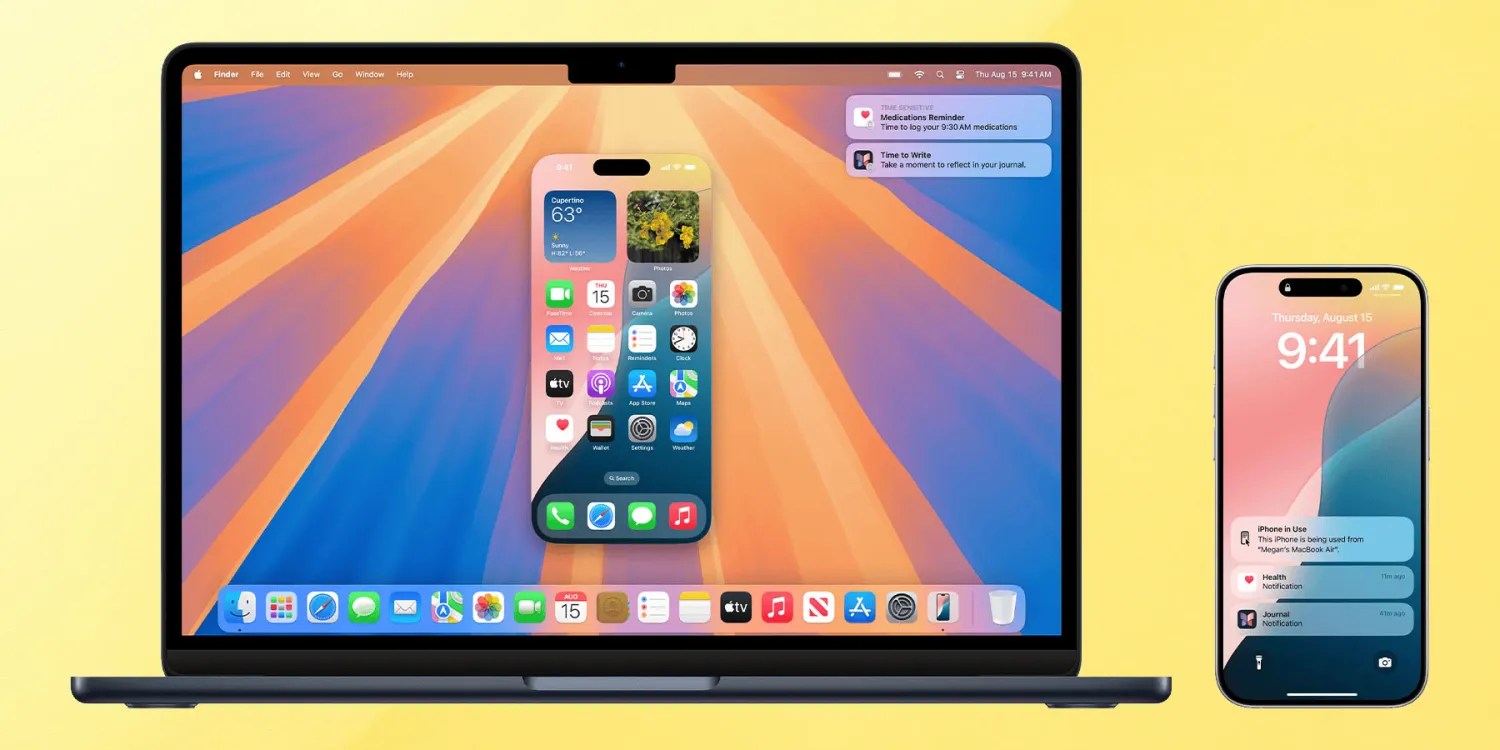 Give us more control over iPhone Mirroring privacy | Image shows the feature in use