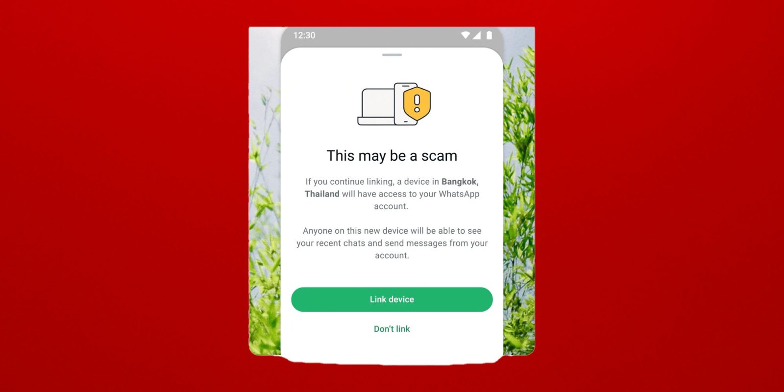 11M Facebook and Instagram scam accounts zapped, new alerts launched | Screengrab of WhatsApp alert shown
