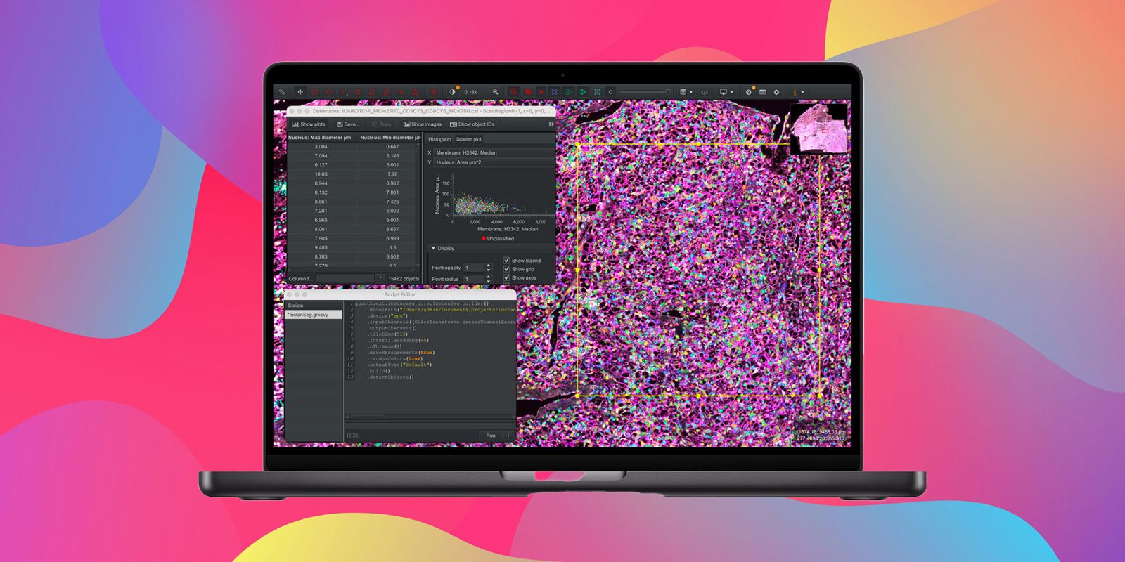 With the latest chips, the MacBook Pro now maxes out at $7,349 | Image shows the machine running image analysis software